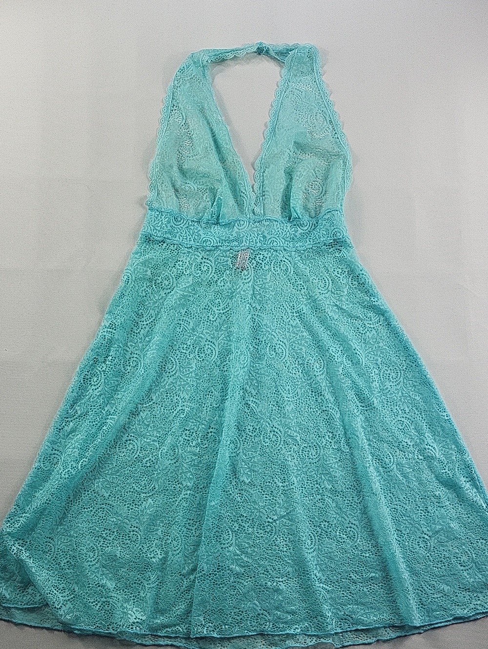 Vintage Y2K La Vie En Rose Lace Halter Neck Dress - S